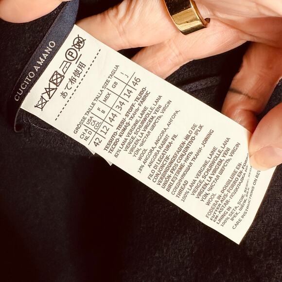 S MaxMara Cucio Amano Navy Angora Wool Blend 3-Button Blazer 12 - Picture 7 of 13